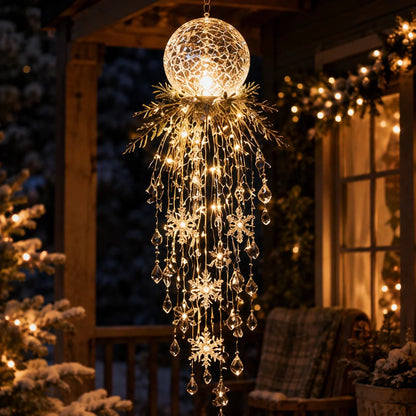 ✨ Crystal Cascade™ Christmas Hanging Porch Light – Overhead LED Crystal Waterfall 💎