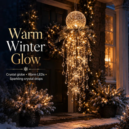 ✨ Crystal Cascade™ Christmas Hanging Porch Light – Overhead LED Crystal Waterfall 💎