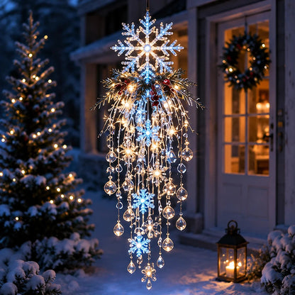 ✨ Crystal Cascade™ Christmas Hanging Porch Light – Overhead LED Crystal Waterfall 💎