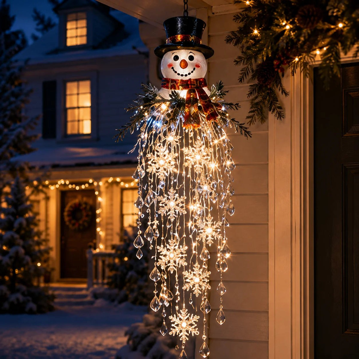 ✨ Crystal Cascade™ Christmas Hanging Porch Light – Overhead LED Crystal Waterfall 💎